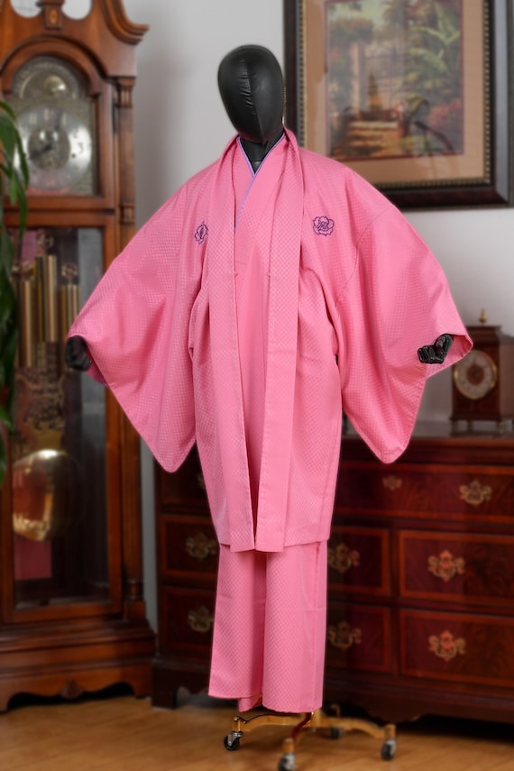 DEAR VANILLA Vintage Traditional Authentic Men's Kimono & Haori Set Japanese Samurai Robe/Jacket Ensemble Dress Genuine Vintage MKE-0153