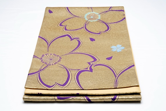 DEAR VANILLA Authentic Japanese Kimono Silk Fukuro Obi for Women Vintage Sash Belt Made in Japan OB-0397