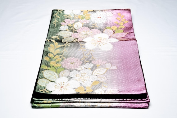 DEAR VANILLA Authentic Japanese Kimono Silk Fukuro Obi for Women Vintage Sash Belt Made in Japan OB-0378