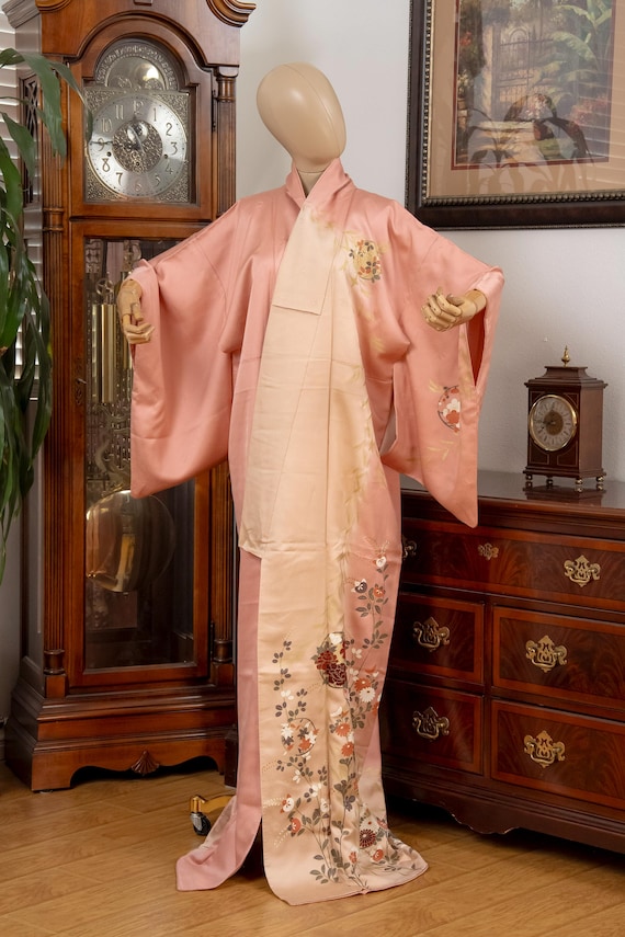 DEAR VANILLA Authentic Traditional Japanese Homongi Kimono for Women Vintage Silk Robe Made in Japan KMH-0135