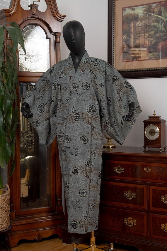 DEAR VANILLA Authentic Vintage Men's Kimono Juban Traditional Japanese Undergown Robe Made in Japan Original MJU-0231