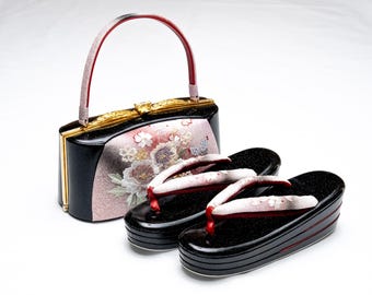 DEAR VANILLA Authentic Japanese Kimono Purse Handbag Zori Set Vintage Made in Japan PU-0351