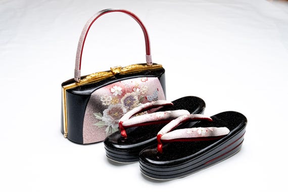 DEAR VANILLA Authentic Japanese Kimono Purse Handbag Zori Set Vintage Made in Japan PU-0351