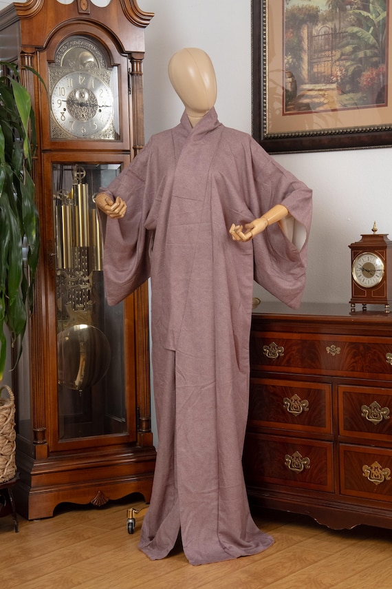 DEAR VANILLA Authentic Traditional Japanese Edo Komon Kimono for Women Vintage Silk Robe Made in Japan KMK-0031