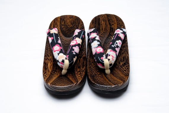 Dear Vanilla Authentic Japanese Vintage Yukata Kimono Geta Wood Sandals 24.5cm US Size 7.5 SD-0318