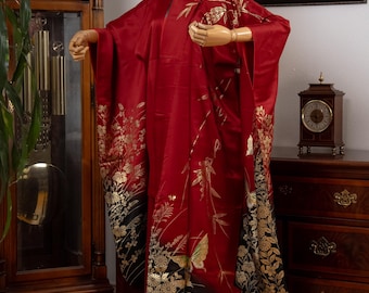 DEAR VANILLA Authentic Traditional Japanese Furisode Kimono for Women Vintage Silk Robe Made in Japan KMF-0353