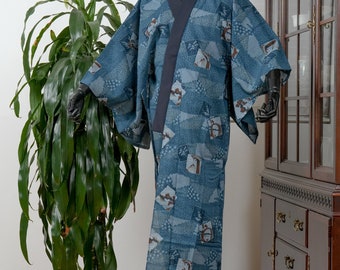 Underkimono Japanese Gift for Him UnLined Mans Robe Samurai Robe Vintage Kleding Herenkleding Pyjamas & Badjassen Jurken MENS KIMONO Gift for Man JUBAN 