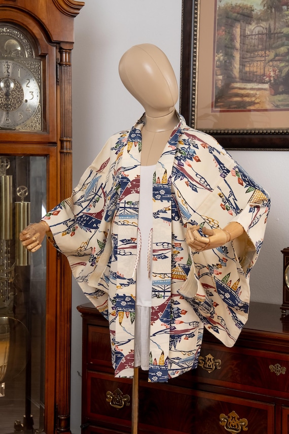 DEAR VANILLA Authentic Japanese Haori for Women Traditional Kimono Jacket Vintage Made in Japan HA-0480