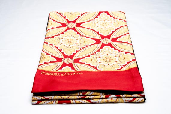 DEAR VANILLA Authentic Japanese Kimono Silk Fukuro Obi for Women Vintage Sash Belt Made in Japan OB-0349