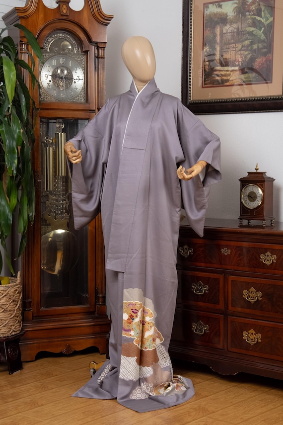 DEAR VANILLA Authentic Traditional Japanese Tomesode Kimono for Women Vintage Silk Robe Made in Japan KMT-0218