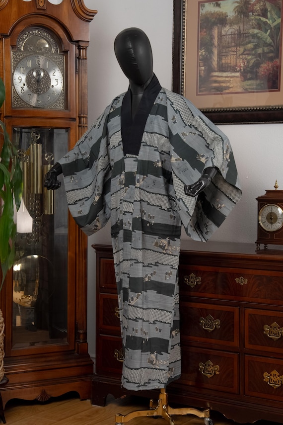 DEAR VANILLA Authentic Vintage Men's Kimono Juban Traditional Japanese Undergown Robe Made in Japan Original MJU-0248
