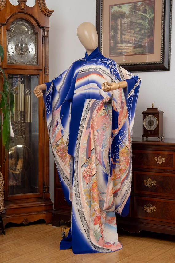 DEAR VANILLA Authentic Traditional Japanese Furisode Kimono for Women Vintage Silk Robe Made in Japan KMF-0362