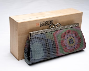 DEAR VANILLA Authentic Japanese Kimono Silk Purse Handbag Vintage Made in Japan PU-0405