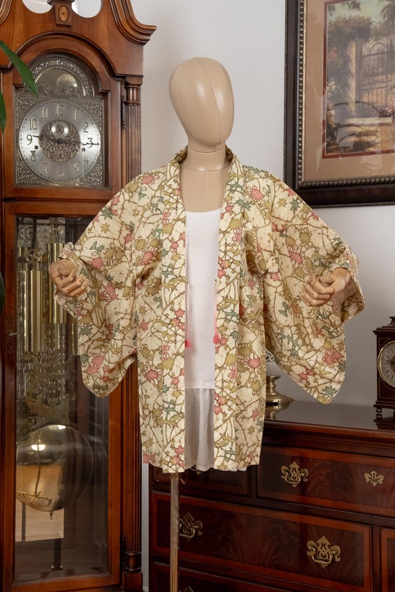 DEAR VANILLA Authentic Japanese Haori for Women Traditional Kimono Jacket Vintage Made in Japan HA-0438