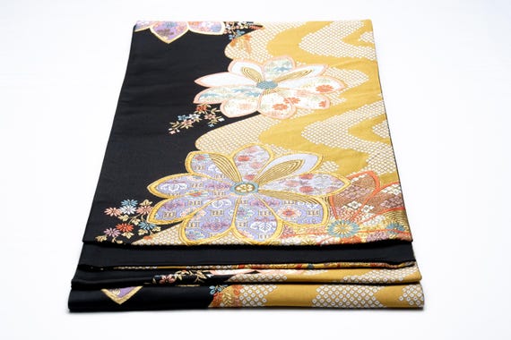 DEAR VANILLA Authentic Japanese Kimono Silk Fukuro Obi for Women Vintage Sash Belt Made in Japan OB-0393