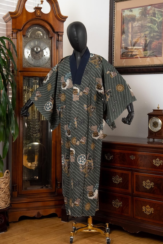 DEAR VANILLA Authentic Vintage Men's Kimono Juban Traditional Japanese Undergown Robe Made in Japan Original MJU-0193
