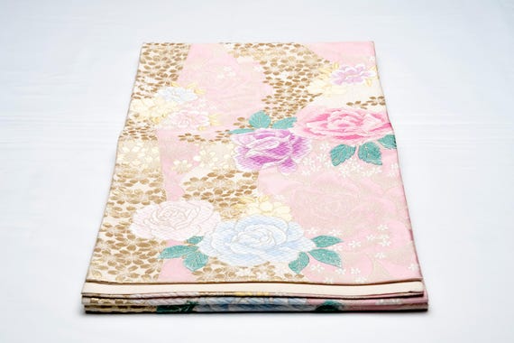 DEAR VANILLA Authentic Japanese Kimono Silk Fukuro Obi for Women Vintage Sash Belt Made in Japan OB-0396