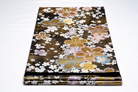 DEAR VANILLA Authentic Japanese Kimono Silk Fukuro Obi for Women Vintage Sash Belt Made in Japan OB-0425