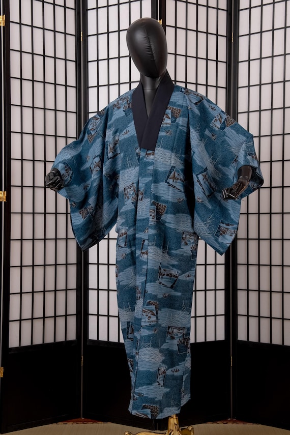 DEAR VANILLA Authentic Vintage Men's Kimono Juban Traditional Japanese Undergown Robe Made in Japan Original MJU-0237