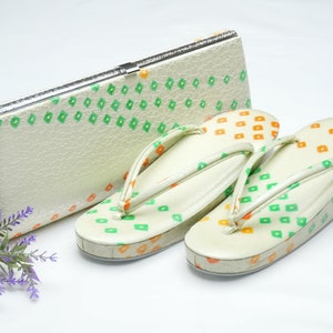 DEAR VANILLA Auténtico bolso de kimono japonés y juego Zori 23,5 cm Vintage hecho en Japón PU-0248