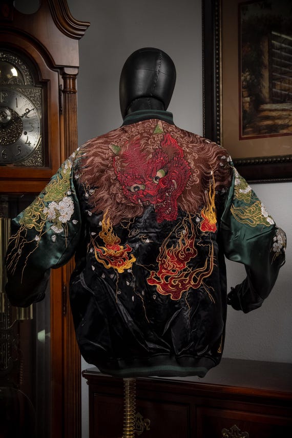 DEAR VANILLA Sukajan Yokosuka Bomber Embroidery Souvenir Jacket Japanese Style Dragon Tiger Phoenix Oni Lion SKJ-0008