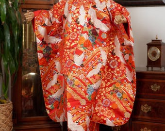 DEAR VANILLA Authentic Traditional Japanese Uchikake Wedding Kimono for Women Vintage Silk Robe Made in Japan UCK-0044