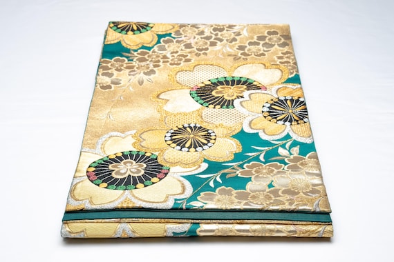 DEAR VANILLA Authentic Japanese Kimono Silk Fukuro Obi for Women Vintage Sash Belt Made in Japan OB-0382