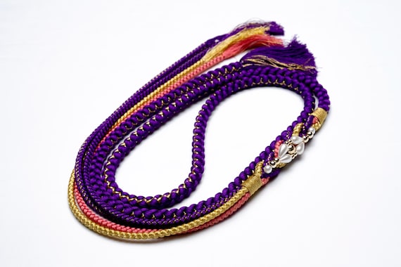 DEAR VANILLA Japanese Ornament Obijime Cord for Furisode Kimono Silk Obi Belt Fastener Accessory Rope Made in Japan OCF-0095