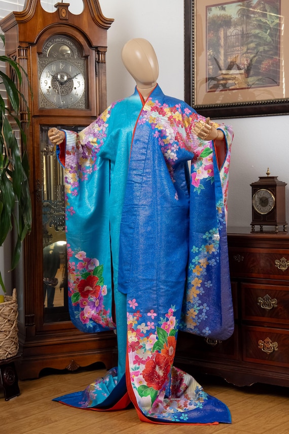 DEAR VANILLA Authentic Traditional Japanese Kakeshita Wedding Kimono for Women Vintage Silk Robe Made in Japan KST-0072