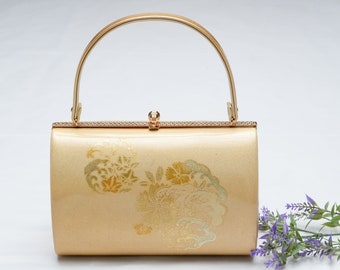 DEAR VANILLA Japanese Kimono Purse, Vintage Handbag, Made of Synthetic Leather in Japan, PU-0154