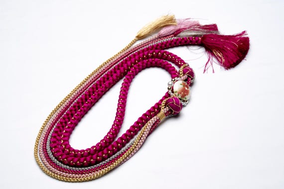 DEAR VANILLA Japanese Ornament Obijime Cord for Furisode Kimono Silk Obi Belt Fastener Accessory Rope Made in Japan OCF-0096