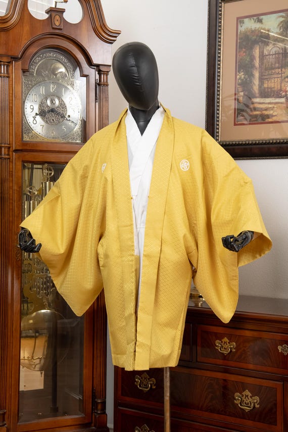 DEAR VANILLA Authentic Japanese Kimono Haori Men's Traditional Jacket Made in Japan Genuine Vintage MHA-0285