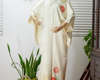 DEAR VANILLA, Authentic Traditional Japanese Kimono for Women, Vintage Silk Robe, Made in Japan, KM-0045