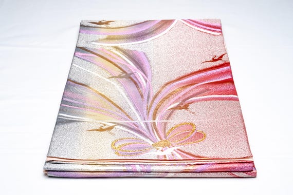 DEAR VANILLA Authentic Japanese Kimono Silk Fukuro Obi for Women Vintage Sash Belt Made in Japan OB-0339