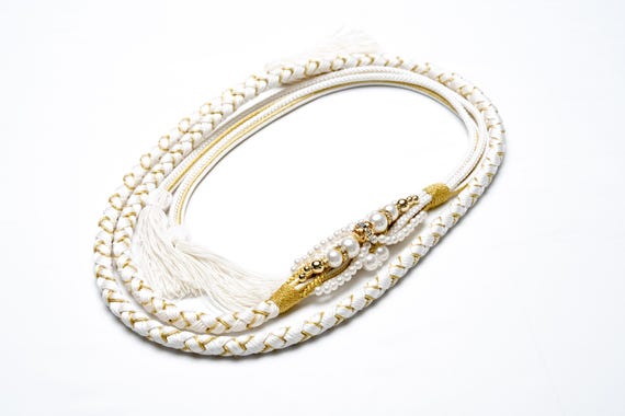 DEAR VANILLA Japanese Ornament Obijime Cord for Furisode Kimono Silk Obi Belt Fastener Accessory Rope Made in Japan OCF-0070