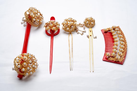 DEAR VANILLA Japanese Kimono Kanzashi Formal Geisha Wedding Hair Decoration Ornament Set Kamikazari KZR-0010