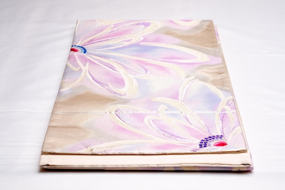 DEAR VANILLA Authentic Japanese Kimono Silk Fukuro Obi for Women Vintage Sash Belt Made in Japan OB-0415