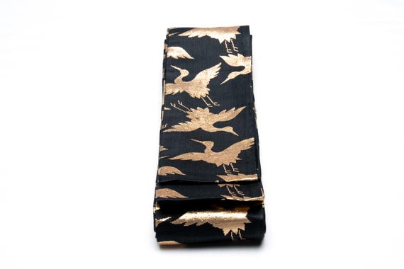 DEAR VANILLA Authentic Japanese Men's Kimono Kaku Obi Vintage Samurai Obi Sash Belt Made in Japan Genuine Original MOB-0249