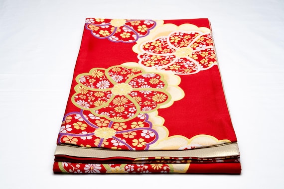 DEAR VANILLA Authentic Japanese Kimono Silk Fukuro Obi for Women Vintage Sash Belt Made in Japan OB-0348