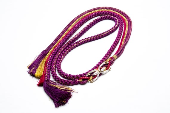 DEAR VANILLA Japanese Ornament Obijime Cord for Furisode Kimono Silk Obi Belt Fastener Accessory Rope Made in Japan OCF-0064