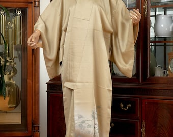 DEAR VANILLA, Authentic Traditional Japanese Homongi Kimono for Women, Vintage Silk Robe, Made in Japan, KMH-0028