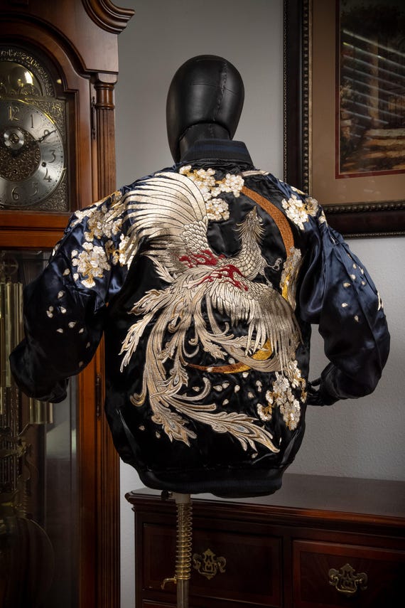 DEAR VANILLA Sukajan Yokosuka Bomber Embroidery Souvenir Jacket Japanese Style Dragon Tiger Phoenix Oni Lion SKJ-0011