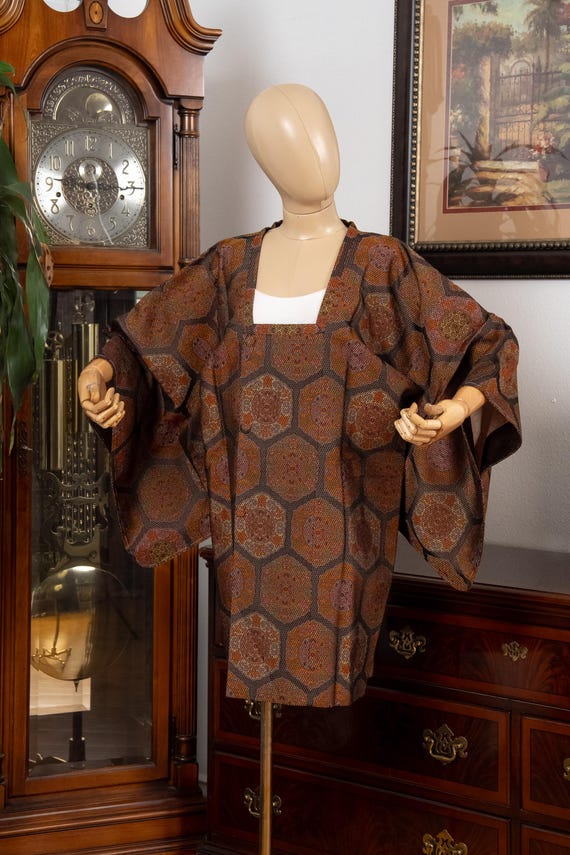 DEAR VANILLA Authentic Japanese Michiyuki Coat for Women Traditional Kimono Jacket Vintage Made in Japan CO-0051