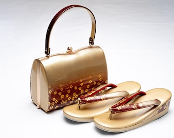 DEAR VANILLA Authentic Japanese Kimono Purse Handbag Zori Set Vintage Made in Japan PU-0401
