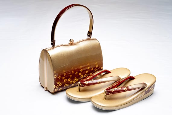 DEAR VANILLA Authentic Japanese Kimono Purse Handbag Zori Set Vintage Made in Japan PU-0401