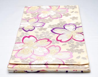 DEAR VANILLA Authentic Japanese Kimono Silk Fukuro Obi for Women Vintage Sash Belt Made in Japan OB-0403