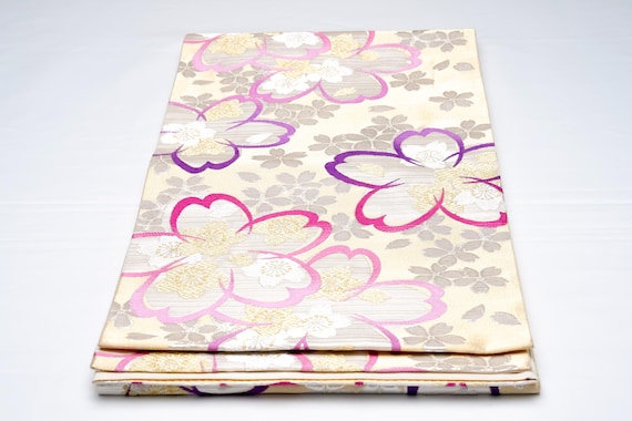 DEAR VANILLA Authentic Japanese Kimono Silk Fukuro Obi for Women Vintage Sash Belt Made in Japan OB-0403