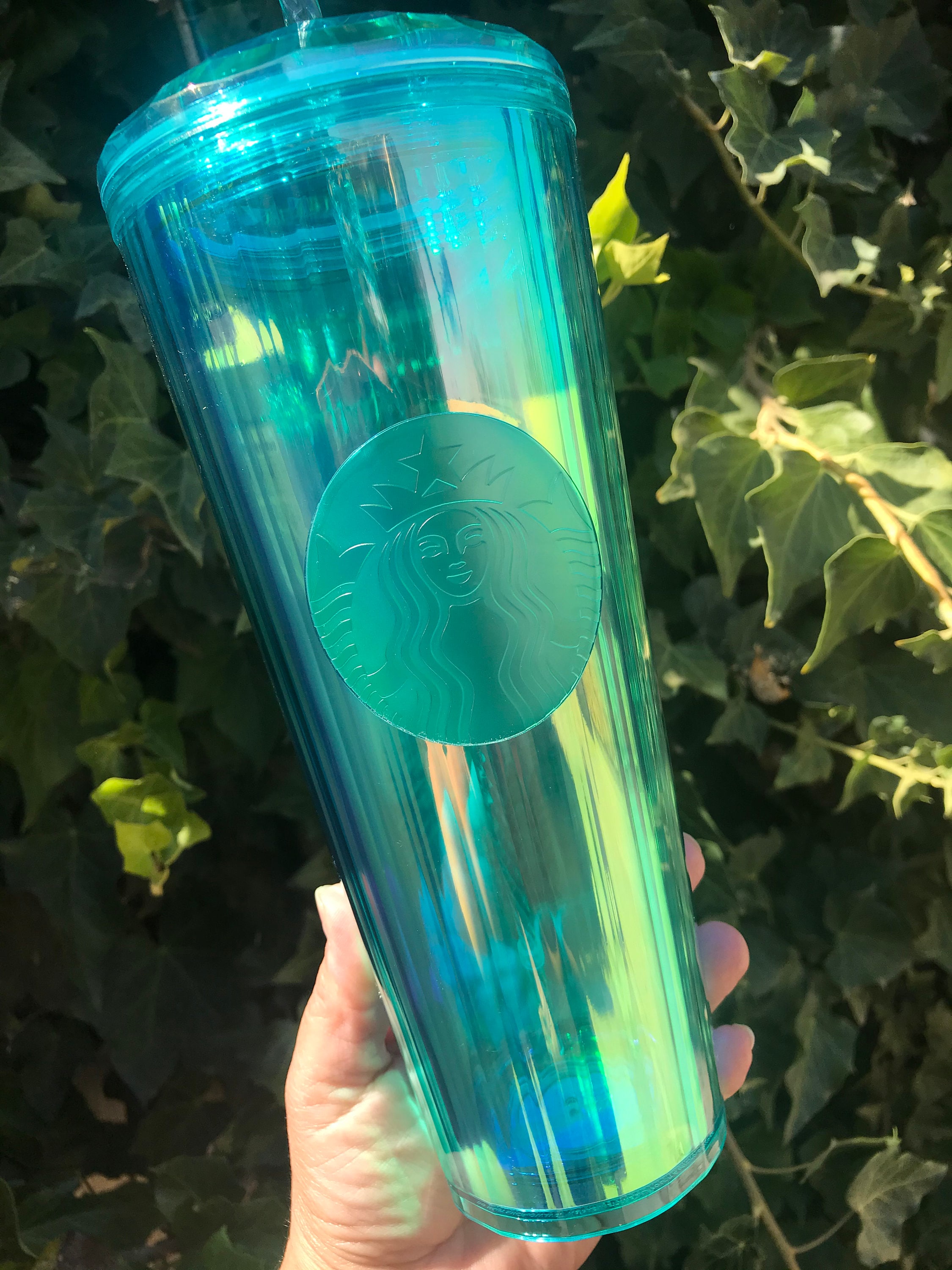 Starbucks Turquoise Teal Kaleidoscope Cold Cup 24oz Etsy