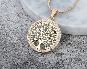 Tree Of Life Silver Rose Gold Plated Necklace Pendant Charm Jewelry