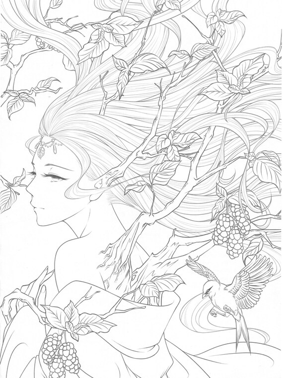 Anime colouring sample 1 page | Etsy